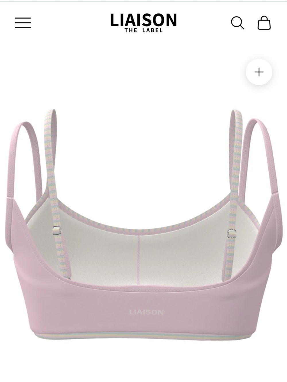 Liaison The Label Double Layer Scoop Bra Pink Soft Pink & Retro Stripes - Picture 3 of 6